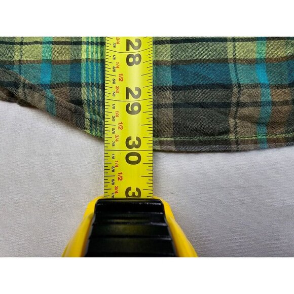 Woolrich Size Large Mens Green Brown Black Tan Check Button Down Logo Tag Shirt - Picture 10 of 12